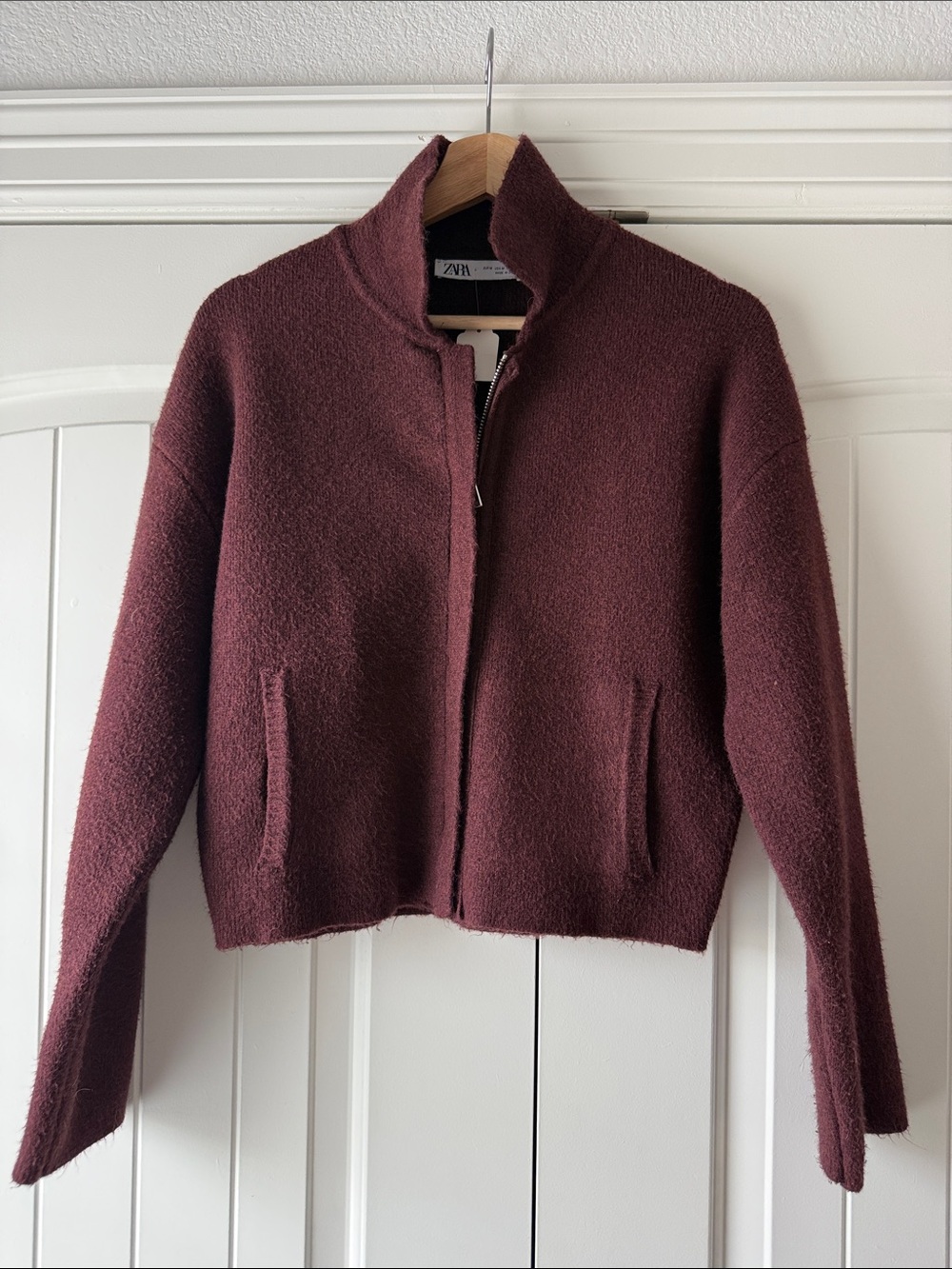 ZARA Zip Up Boxy Sweater